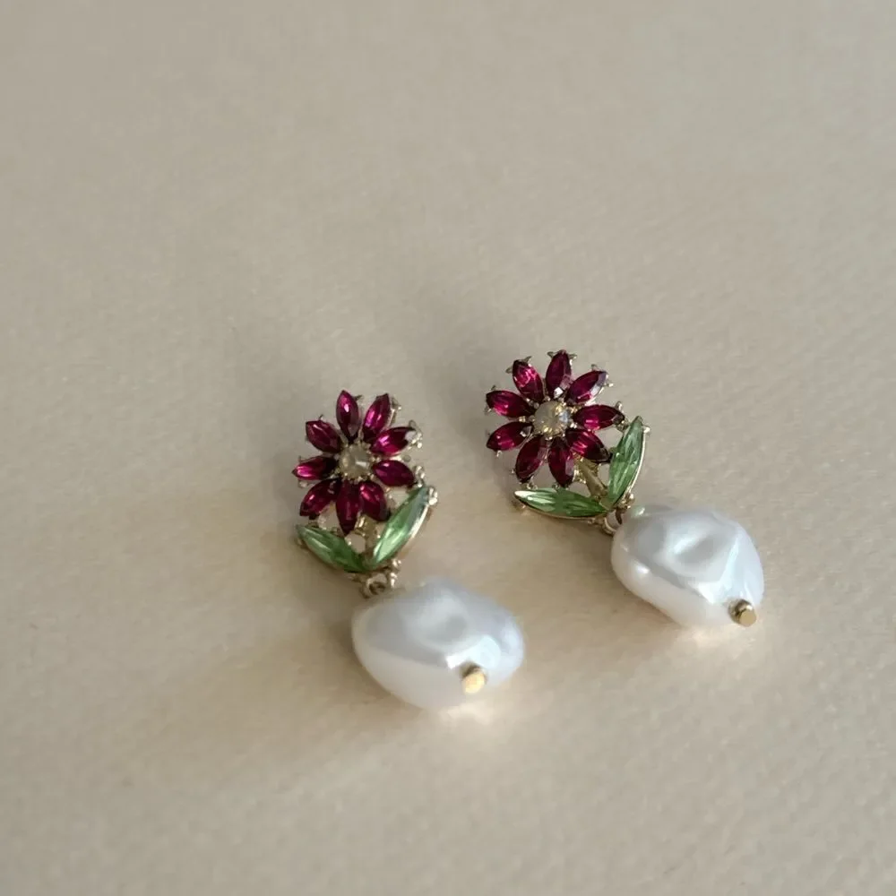 Floral Pearl Drop Earrings N1780